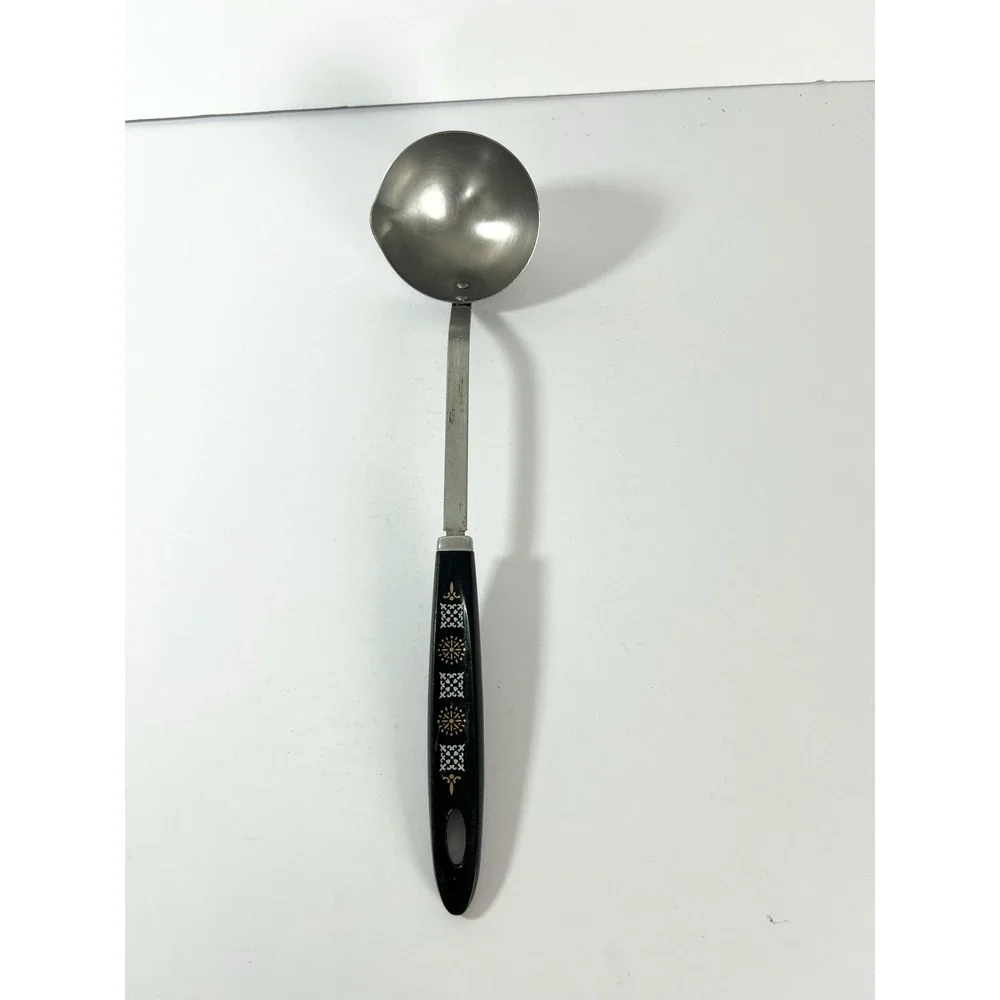 Vintage‎ Androck Ladle utensil black handle MCM pattern stainless steel USA